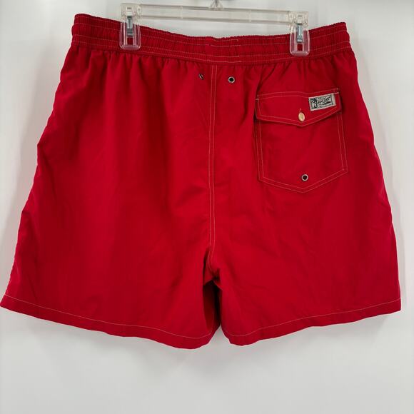 Polo Ralph Lauren 2XL Solid Red Stretch Waist Drawstings Swim Trunks - Picture 6 of 6